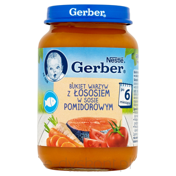 Gerber Bukiet Warzyw Z Łososiem W Sosie Pomidorowym Po 6 Miesiącu 190 G