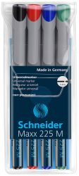 Schneider Zestaw Foliopisów Niepermanentnych Maxx 225 M, 4 Szt., W Etui, Mix Kolorów