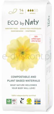 Eco By Naty Ekologiczne podpaski, kompostowalne, Normal, 14 sztuk