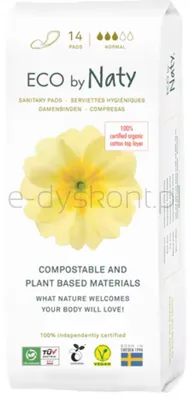 Ekologiczne podpaski, kompostowalne, Normal, 14 sztuk