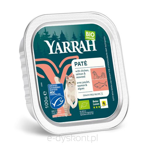 (Dla Kota) Pasztet Z Łososia Z Algami Morskimi Bio 100 G - Yarrah [BIO]