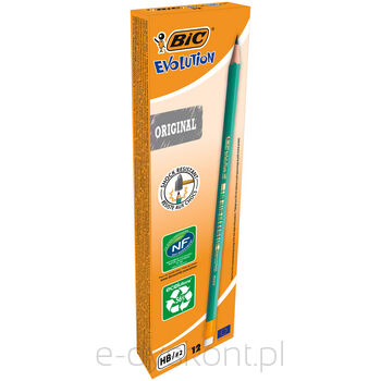 BIC Evolution Original 655 ołówek grafitowy z gumką pudełko 12 sztuk