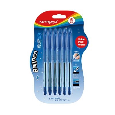 Keyroad Długopis Klasyczny Ball Pen Soft Jet, 0,7 Mm, 6 Szt., Blister, Niebieski
