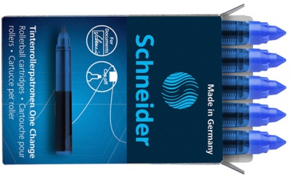 Kartridże SCHNEIDER One Change, do piór kulkowych, 0,6mm, 5szt., niebieskie