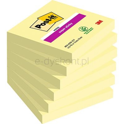 Post-It Karteczki Samoprzylepne Super Sticky (654-6Sscy-Eu), 76X76Mm, 1X90 Kart., Żółte 