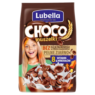 Lubella Mlekołaki Choco Muszelki Zbożowe Muszelki O Smaku Czekoladowym 250 G