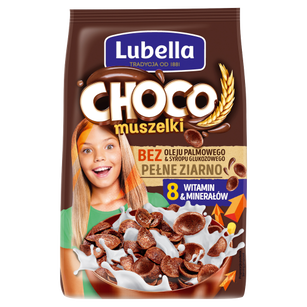 Lubella Mlekołaki Choco Muszelki Zbożowe Muszelki O Smaku Czekoladowym 250 G