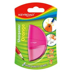 Keyroad Temperówka Orange, plastikowa, pojedyncza, z gumką, blister, mix kolorów