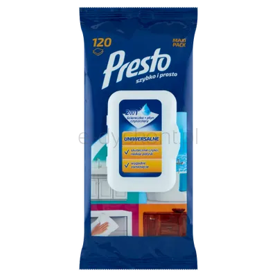 Presto Ściereczki Gospodarcze Uniwersalne 120 Szt. Pop-Up