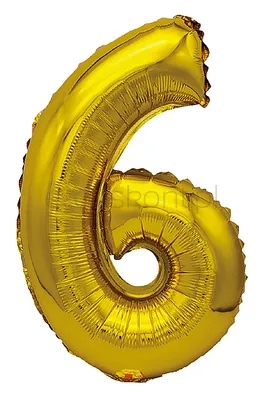 Balon foliowy PARTY GO, cyfra 6, 80cm, złoty