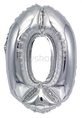 Part Go Balon foliowy cyfra 0, 80cm, srebrny