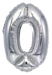 Part Go Balon foliowy cyfra 0, 80cm, srebrny
