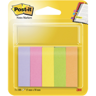 Znaczniki samoprzylepne Post-it®, 5 pastelowych kolorów, 15x50mm,5x100znaczników