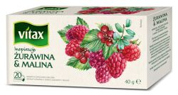 Vitax Herbata Inspirations, żurawina z maliną, 20 torebek