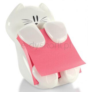 Post-It Podajnik do karteczek samoprzylepnych Kotek (CAT-330), biały, w zestawie 1 bloczek Super Sticky Z-Notes