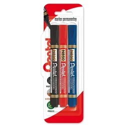 Pentel Marker perMenetny z okrągłą końcówką N850 - czarny, czerwony i niebieski