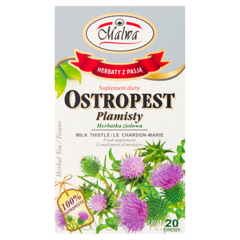 Malwa Herbatka Ostropest Plamisty Suplement Diety Ziołowa 20 Torebek 40 G (20X2 G)