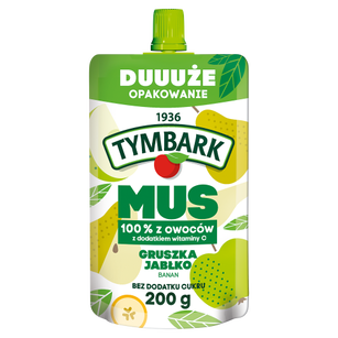 Tymbark Mus 100% Gruszka Jabłko Banan 200 G