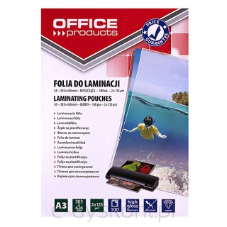 Folia Do Laminowania Office Products, A3, 2X125Mikr., Błyszcząca, 100Szt., Transparentna