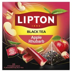 Lipton Herbata czarna, jabłko i rabarbar, 20 piramidek