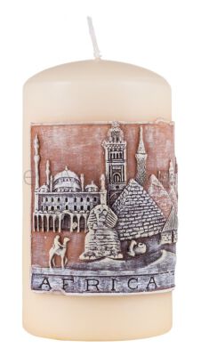 Donau HOME Świeca słupek Africa Travel, 80x150mm, kremowy