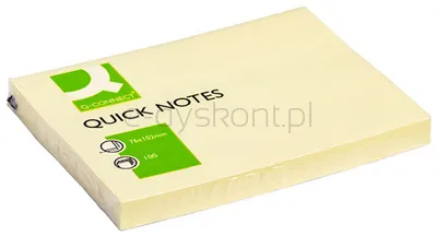 Q-Connect Bloczek Samoprzylepny, 102X76Mm, 1X100 Kart., Jasnożółty 