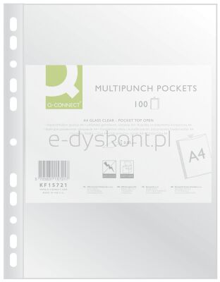 Q-Connect Koszulki Na Dokumenty Pp, A4, Krystal, 50Mikr., 100Szt.