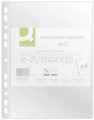 Q-Connect Koszulki Na Dokumenty Pp, A4, Krystal, 50Mikr., 100Szt.