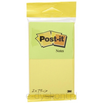 Karteczki samoprzylepne Post-it®, neonowe żółte i zielone, 76x63,5mm