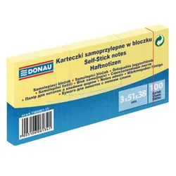 Donau Bloczek Samoprzylepny 38x51mm, 1x100 kart., jasnożółty