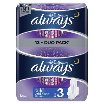 Always Podpaski Platinum Night 12 Sztuk