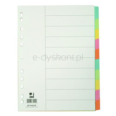 Przekładki Q-CONNECT, karton, A4, 223x297mm, 10 kart, mix kolorów