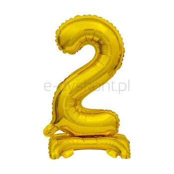 Beauty&Charm Balon Foliowy Cyfra Stojąca 2, Złota, 38 Cm