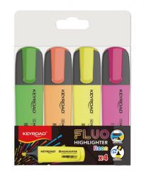 Keyroad Zakreślacz Fluo Neon, 1-5 mm, 4 szt., etui, mix kolorów