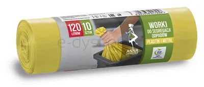 Worki do segregacji odpadów ANNA ZARADNA, metal, plastik, 120 l, 10 szt., żółte, żółty