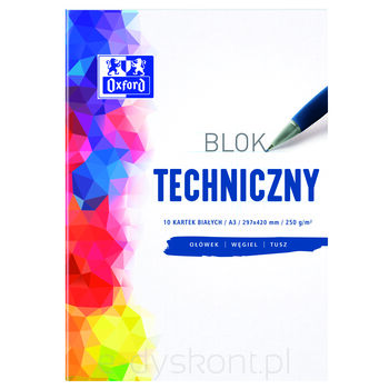 Blok techniczny A3 10 kartek, biały, Oxford