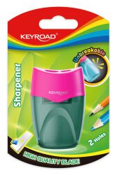 Keyroad Temperówka plastikowa, Nietłukąca, Podwójna, Z Pojemnikiem, Blister, Mix Kolorów