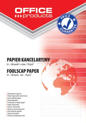 Office Products Papier kancelaryjny w linie, A3, 100ark. [BIURO]