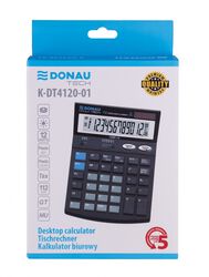 Donau Kalkulator biurowy TECH, 12-cyfr. wyświetlacz, wym. 185x140x37 mm, czarny