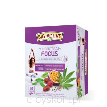 Big-Active Herbata Zielona Focus Z Dodatkiem Konopi (20 Torebek X 1,5G) 30G