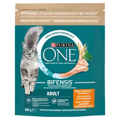 Purina One Adult Pełnoporcjowa Karma Dla Dorosłych Kotów Bogata W Kurczaka I Pełne Ziarna 800G