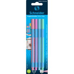 Schneider Długopis Slider Edge, Xb, 4Szt. Blister, Mix Kolorów Pastel 