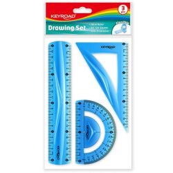 Keyroad Zestaw geometryczny Flexible średni, z linijką 20cm, zawieszka, mix kolorów