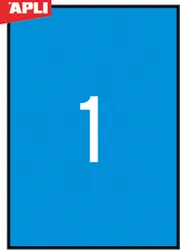Etykiety kolorowe APLI, 210x297mm, prostokątne, niebieskie, 20 ark.
