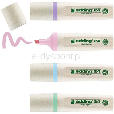Edding Zakreślacze E-24 ECOLINE 2-5 mm, 4 szt., mix pastelowych kolorów