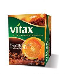 Vitax Herbata owocowo-ziołowa, pomarańcza i goździki, 15 kopert