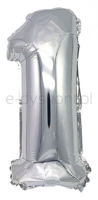 Part Go Balon foliowy cyfra 1, 80cm, srebrny