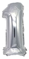 Part Go Balon foliowy cyfra 1, 80cm, srebrny