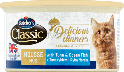 Butcher's Delicious Dinners Cat Z Tuńczykiem I Rybami Oceanicznymi Mus 85G