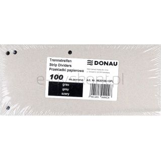 Donau Przekładki Karton 1/3 A4, 235x105mm, 100szt., szare [BIURO]